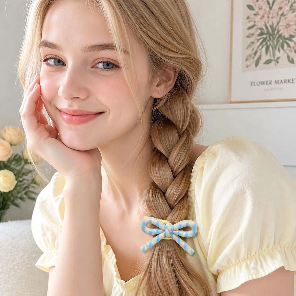 10Pcs Soft Texture Bow Hair Tie Elastic Ponytail Holder New Hair Rope  Daily Hairstyles