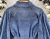 Retro Light Luxury Denim Top with Tie-Waist and Lantern Sleeves