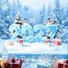 Decorative Glass Stickers 2027 Christmas Winter Window Cling, Static Sticker with Snowman, PVC Tree, Snowfalke, Removable Waterproof Door Decal Decals