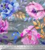 Soimoi Japan Crepe Satin Fabric Leaves & Peony Flower Print Fabric by the Metre 42 Inch