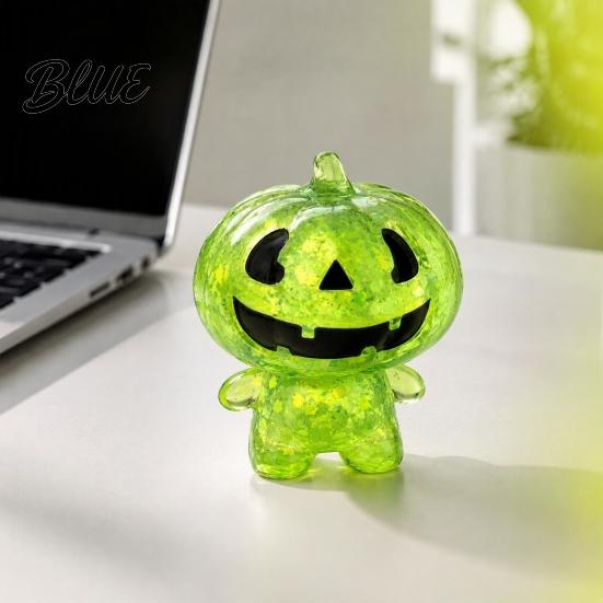 Pumpkin Shaped Toys Halloween Stress Relief Toy Glitter Man Squeeze Tactile SensoryToy Clear Sensory Fidget Toy for Holiday Party Favors