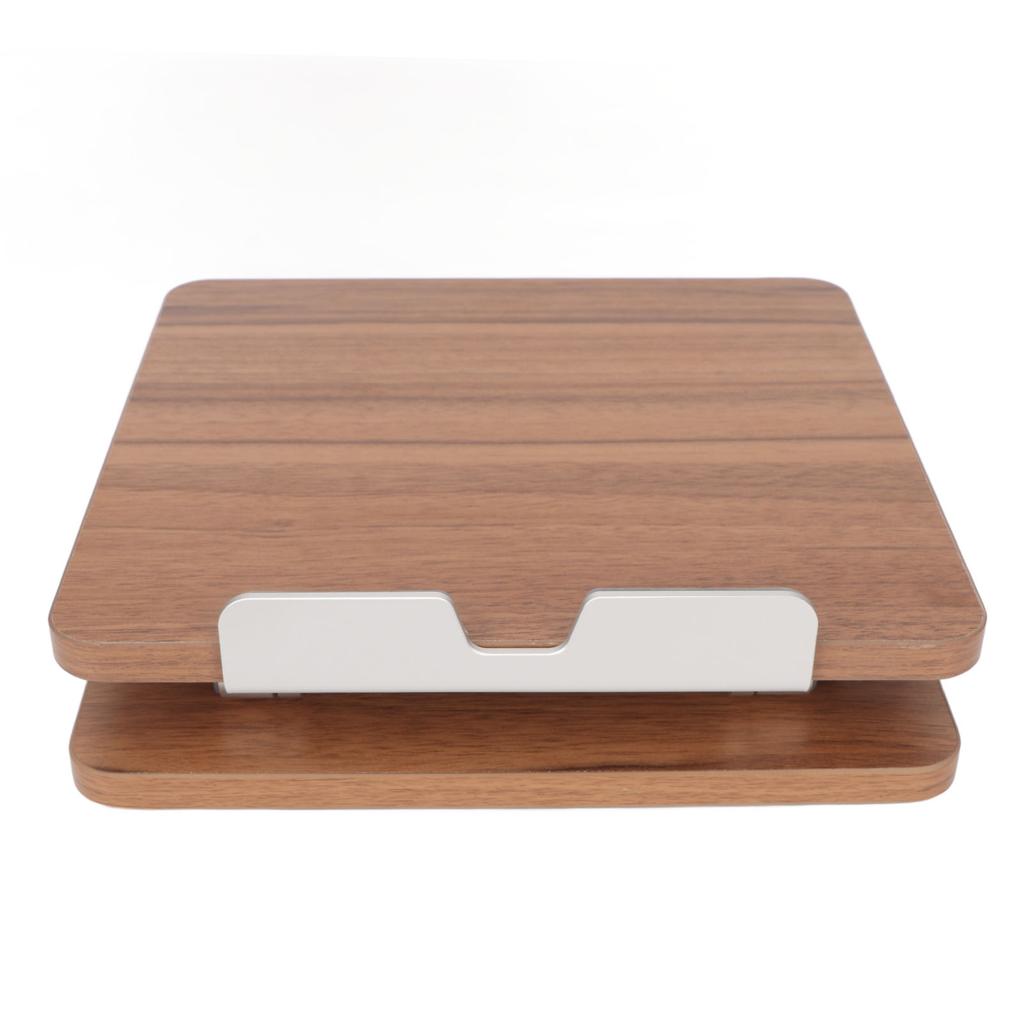 Wooden Laptop Stand Comfortable Ergonomic Regulable Design Aluminum Alloy Deep Wood Color Office