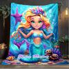 1PC Custom Name Mermaid Dreams Underwater Outdooor Flannel Blankets Patterns Throw Blanket All-Season Soft Gift for Couch, Bed, Camping Gifts