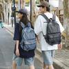 Harajuku denim backpack autumn new large-capacity men's and women's denim backpack