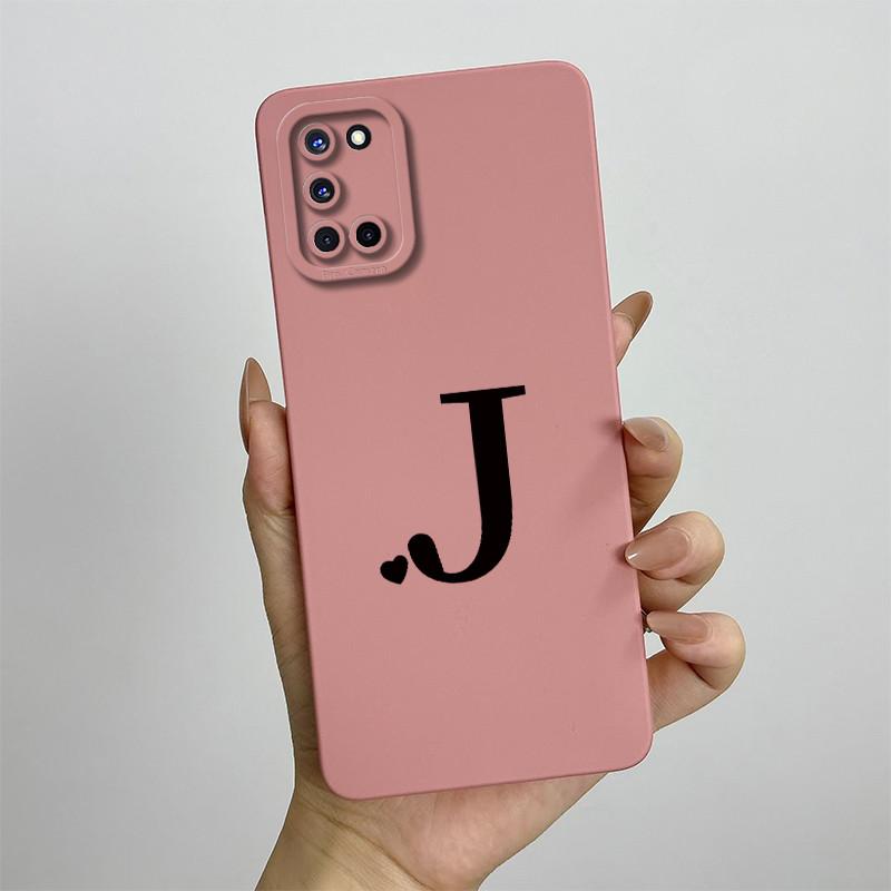 Für OPPO A52 A72 A92 Hülle CPH2061 CPH2067 CPH2059 CPH2069 Handyhülle Niedliche Initialien Quadratisch Stoßfest Silikon Rückseite