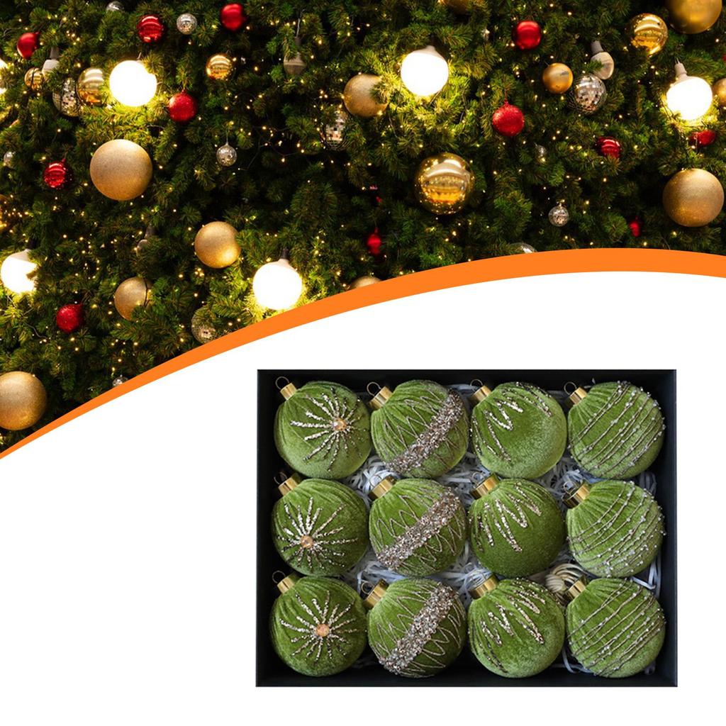 12 8cm Christmas Hanging Ornaments Decorations, Decorative Balls for Home, Festivals,