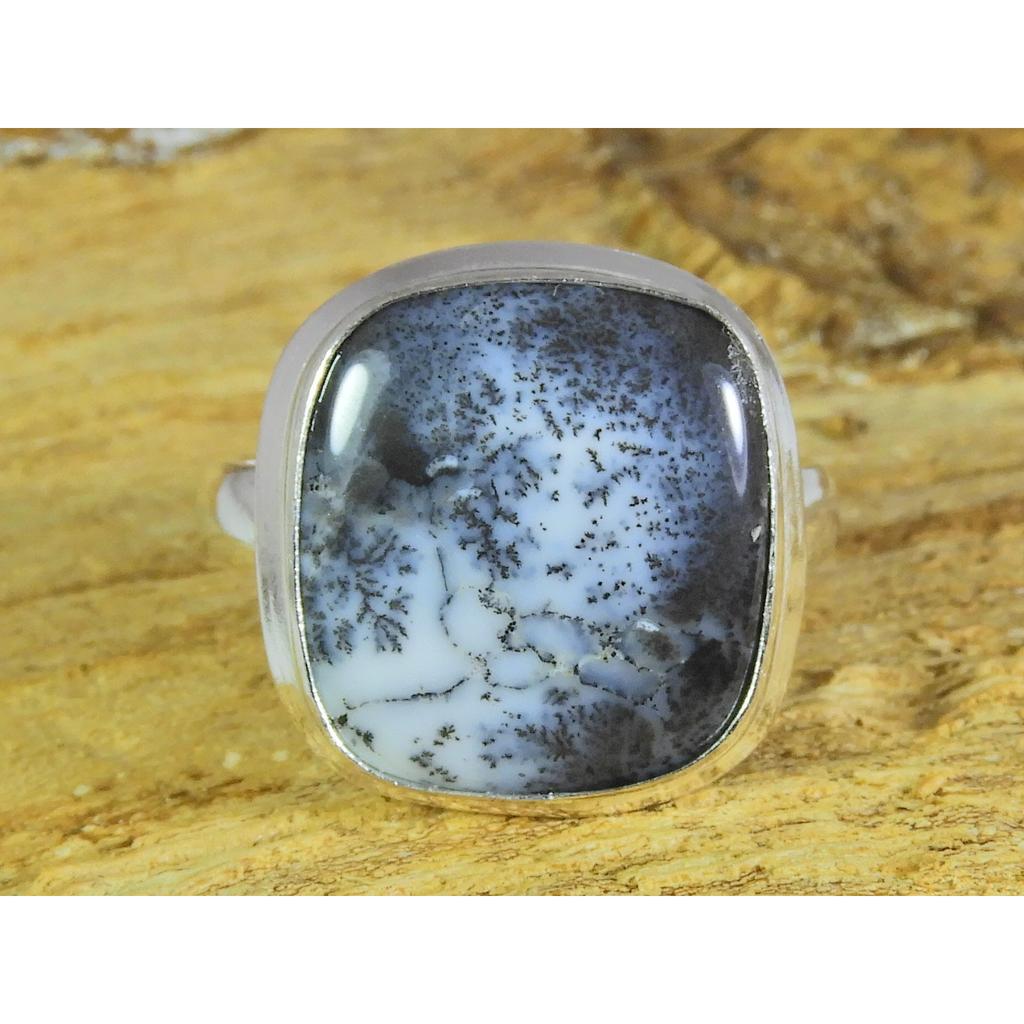 Natural Dendrite 925 Solid Sterling Silver Ring Size US-8 PG-04