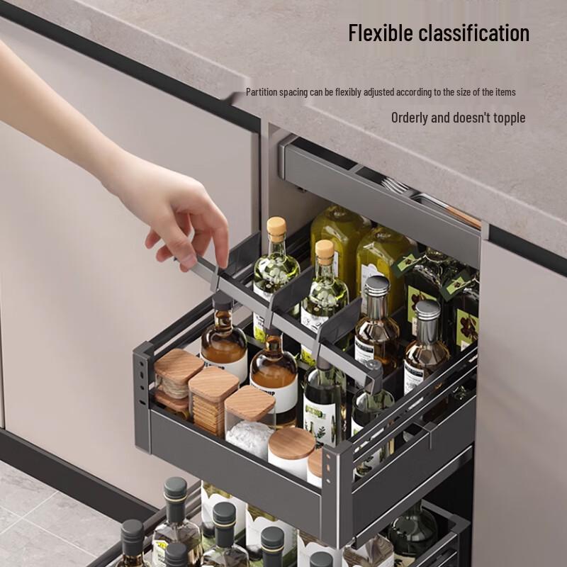 3-Layer Stainless Steel Kitchen Spice Pull-Out Basket