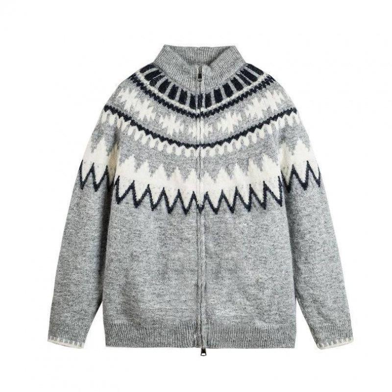 Unisex Fair Isle Wool Cardigan: Spring & Autumn Casual Color Block, Loose Long Sleeve Sweater for Men & Women
