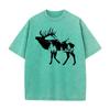Short Sleeve Tees Christmas Round Neck Combed cotton Woman Washed Tshirts Round Neck Forest Elk Party Washed Tee Shirts Family