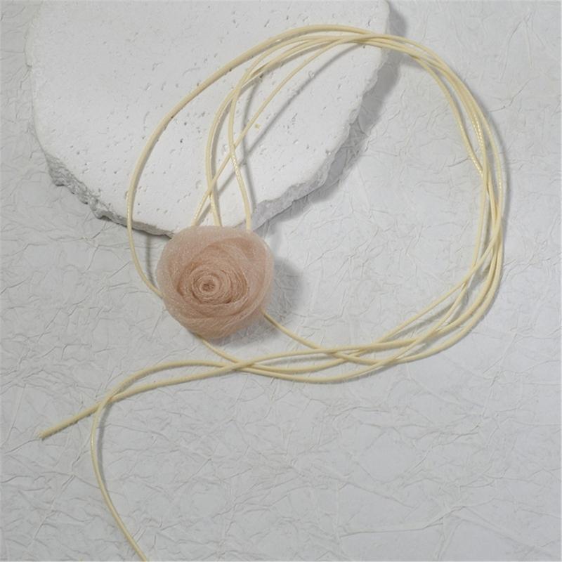 Stylish Lace Rose Clavicle Chain Necklace Long Rope Flower Choker Collarbone Chain Bridals Wedding Party Accessory