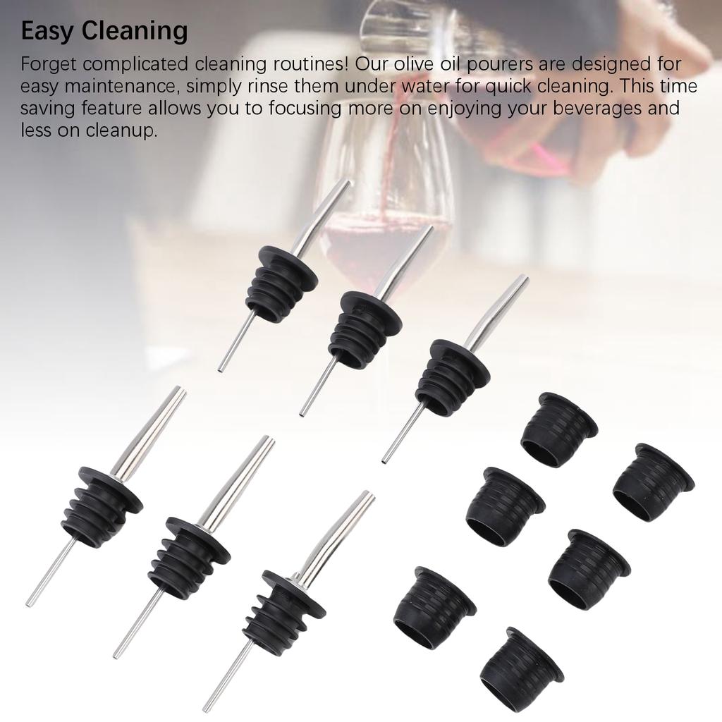 Spirituosen Ausgießer und Adapter Edelstahl Silikon 6 STK Flaschenausgießer mit Hals und 6 STK Adapter