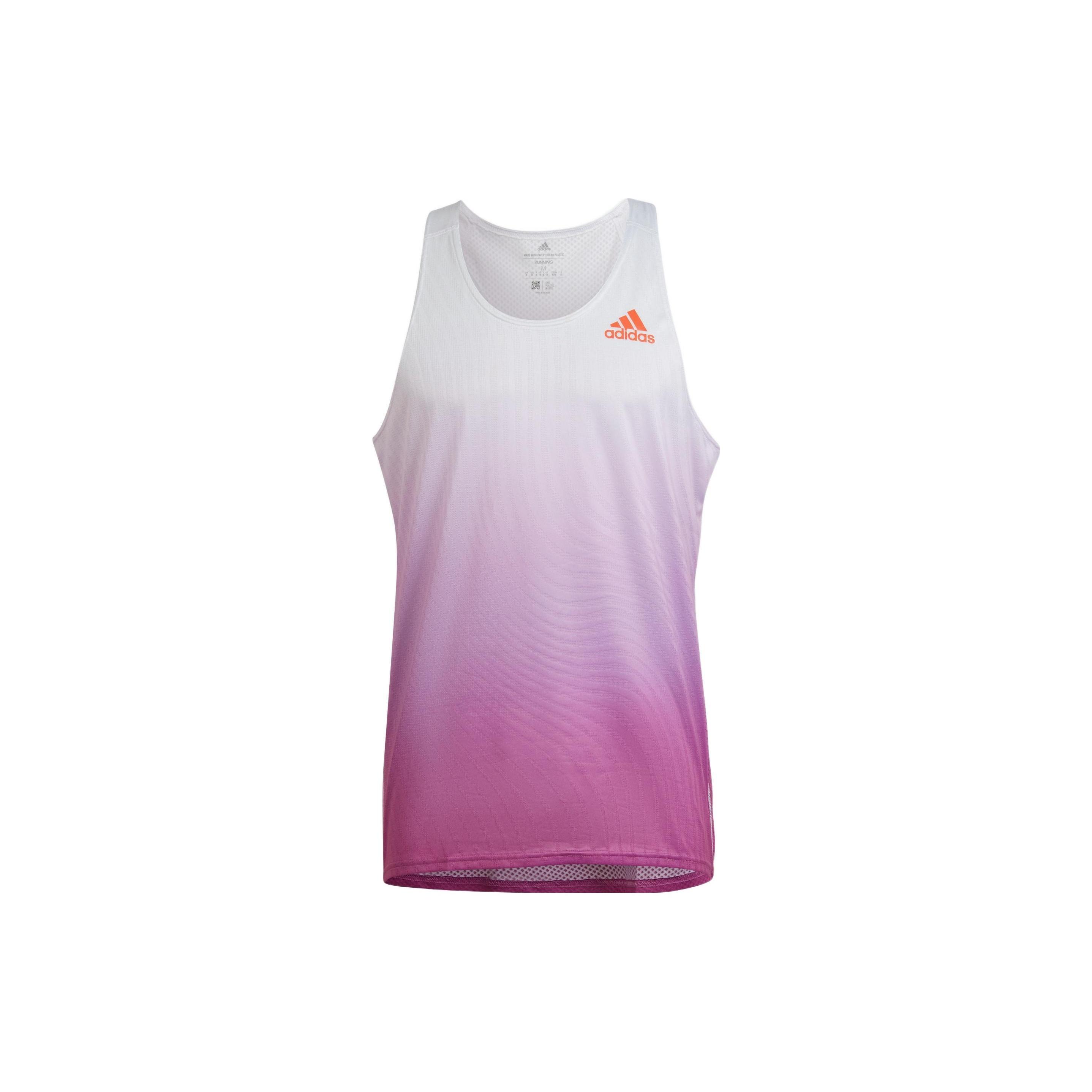 Men s adidas Logo Reflective Logo Round Neck Running Sports Purple Vest HK9512 XXL