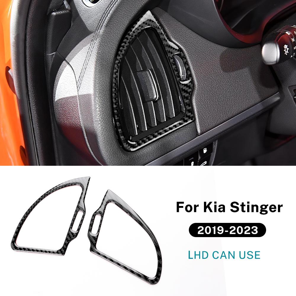Real Soft Carbon Fiber Sticker For Kia Stinger CK 2019 2020 2021 2022 2023 LHD RHD Car Instrument AC Outlet Trim Accessories. For LHD Black Carbon