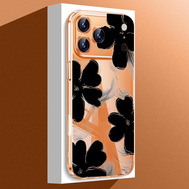 

Чехол с цветочным узором из пионов для iPhone 17 Pro Max Funda iPhone 16 15 14 13 Pro Max 11 Прозрачная тонкая жесткая задняя крышка из ПК iPhone 14 прозрачный