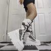 Dizajn módnej značky Dámske čižmy na vysokej platforme Veľká veľkosť Nit Goth Čižmy na vysokých podpätkoch Ženy Cosplay Kliny Punk Topánky Žena Gotické topánky