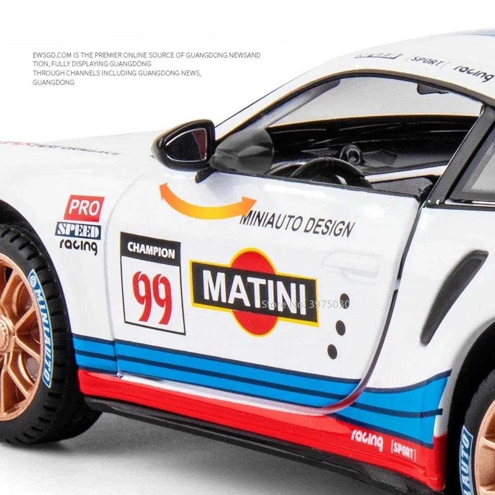 pdbn6 1:24 Alloy Porsche 911 GT3 RSR Sports Cars Diecast Miniature Models Toy with Sound Light Pull Back Vehicle Boys Collection Gifts