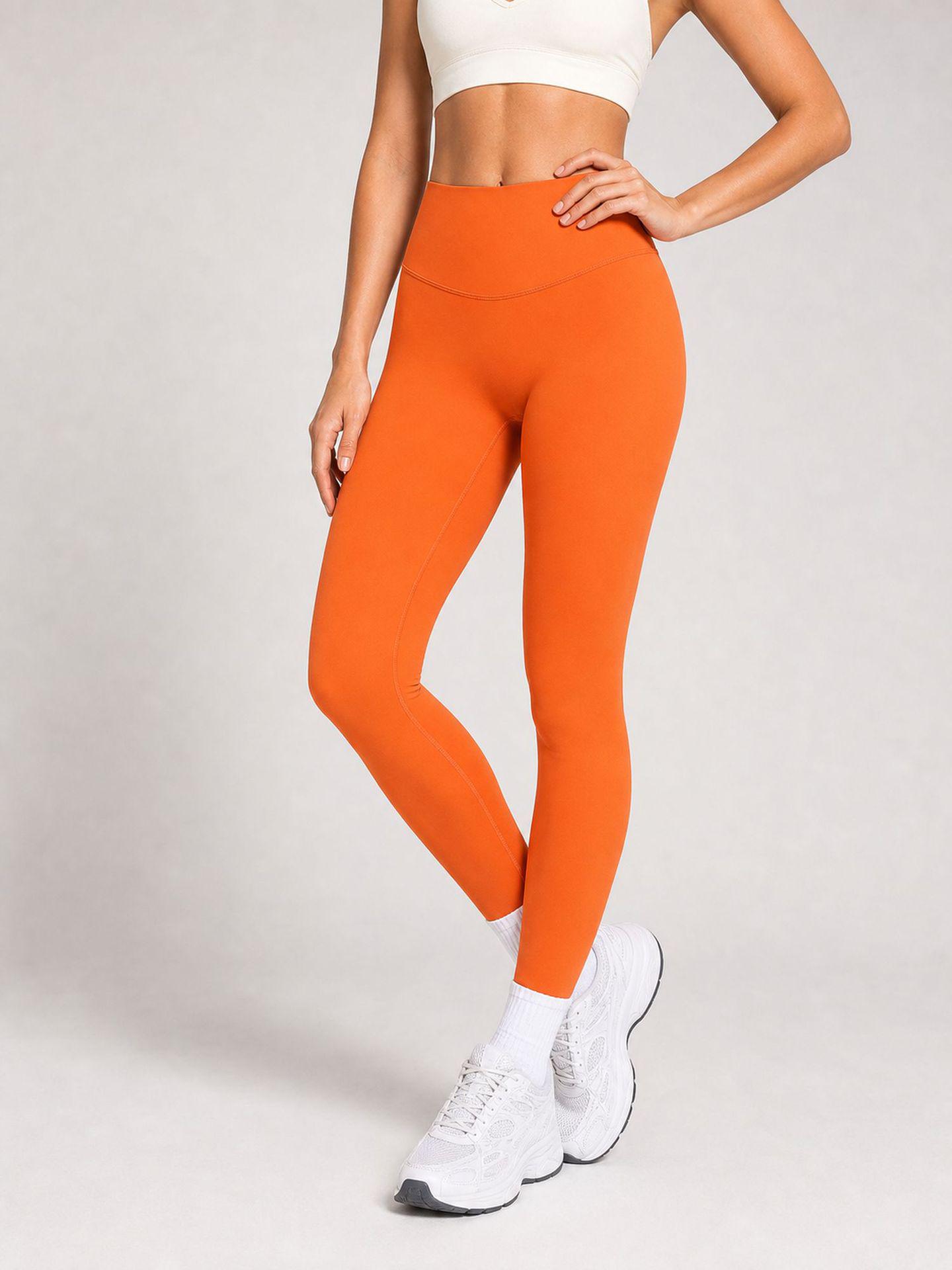 Damen High Waist Pfirsich Po Yoga Hose - Hüfthebend, Schnelltrocknend, Anti-Exposure Fitness Leggings Extra Large orange