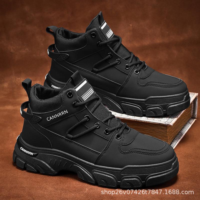 

Martin boots men s autumn outdoor sports wear-resistant tooling boots trendy men s high-top casual British style retro big yellow boots 39 чёрный