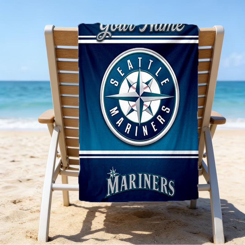 Custom Name Beach Towel Seattle Logo Beach Towel, Soft Microfiber, Gift for Her/Him, Birthday, for Pool, Beach, Travel, Fan gifts