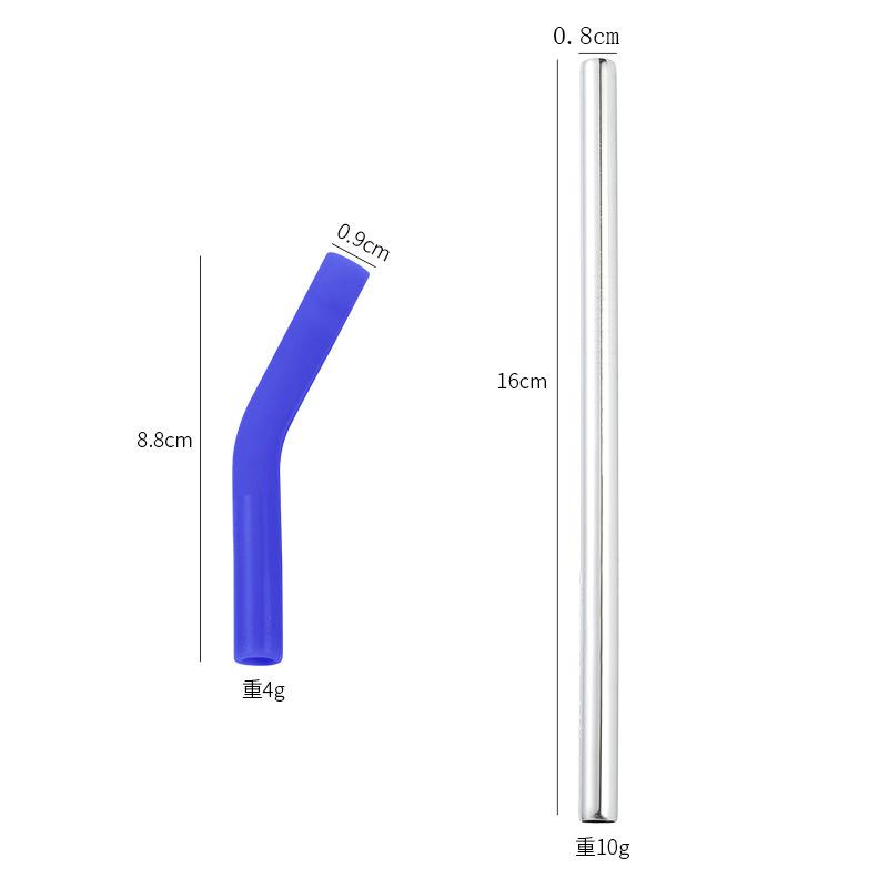 Long Metal Straw With Silicone Tips Cleaning Brush Stainless Steel Drinking Straw With Covers