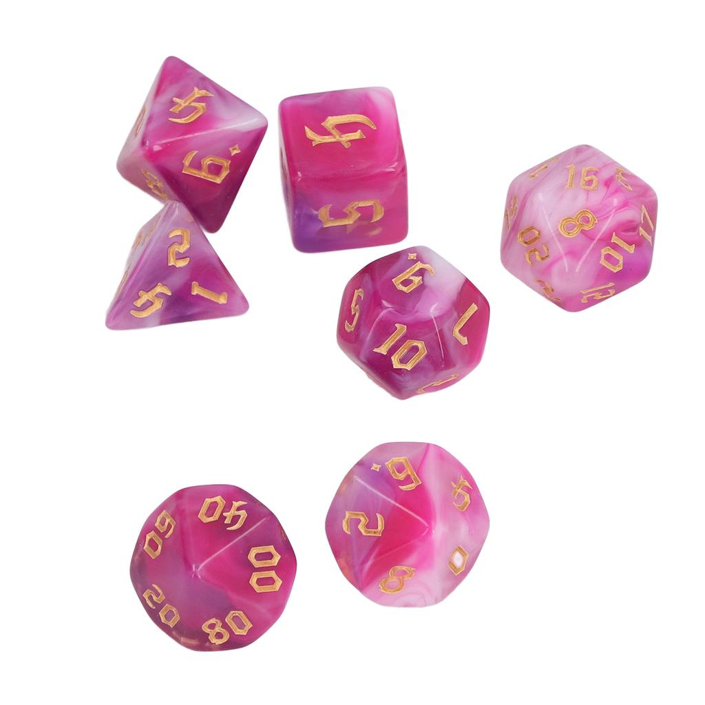 7pcs Polyhedral Dice Set Acrylic Portable Funny Dice Table Game Props for Holiday Party