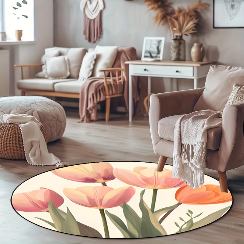 Luxuriöses Blumenmuster Runde Form Fußmatten Küche Flur Läufer Teppich Schlafzimmer Wohnzimmer Weicher Teppich Rutschfester Bereichsteppich