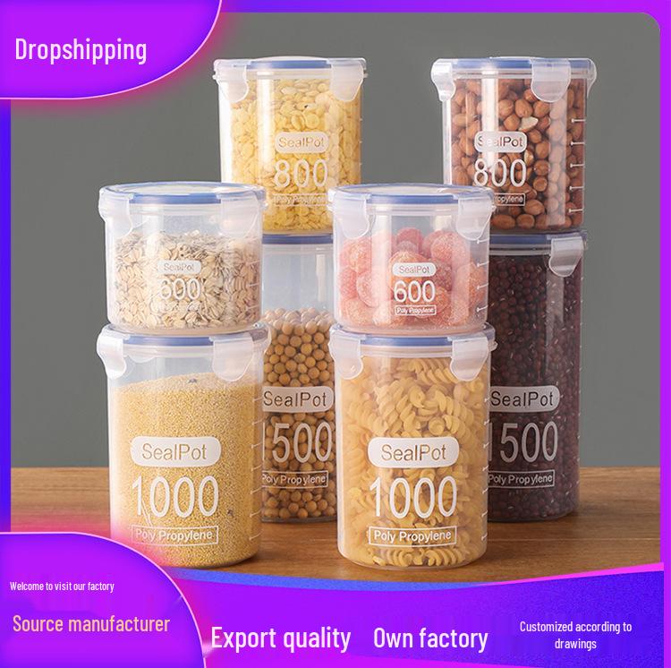 Transparent Moisture-Proof Storage Jar for Dried Fruits, Grains & Cereals - Sealed Fresh-Keeping Box for Home or Refrigerator Use
