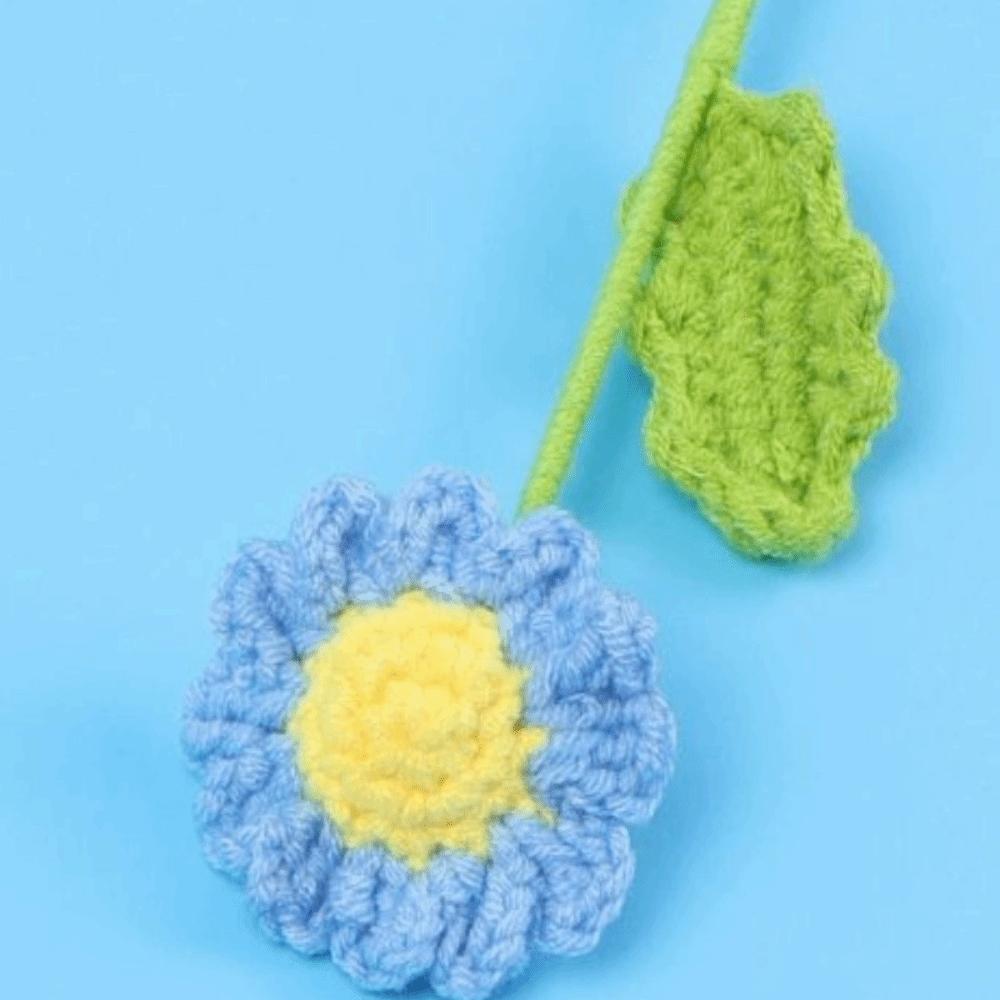 

Hand-Knitted Artificial Flowers Sunflower Wedding Bouquet Fake Floral For Bride Party Decor синій