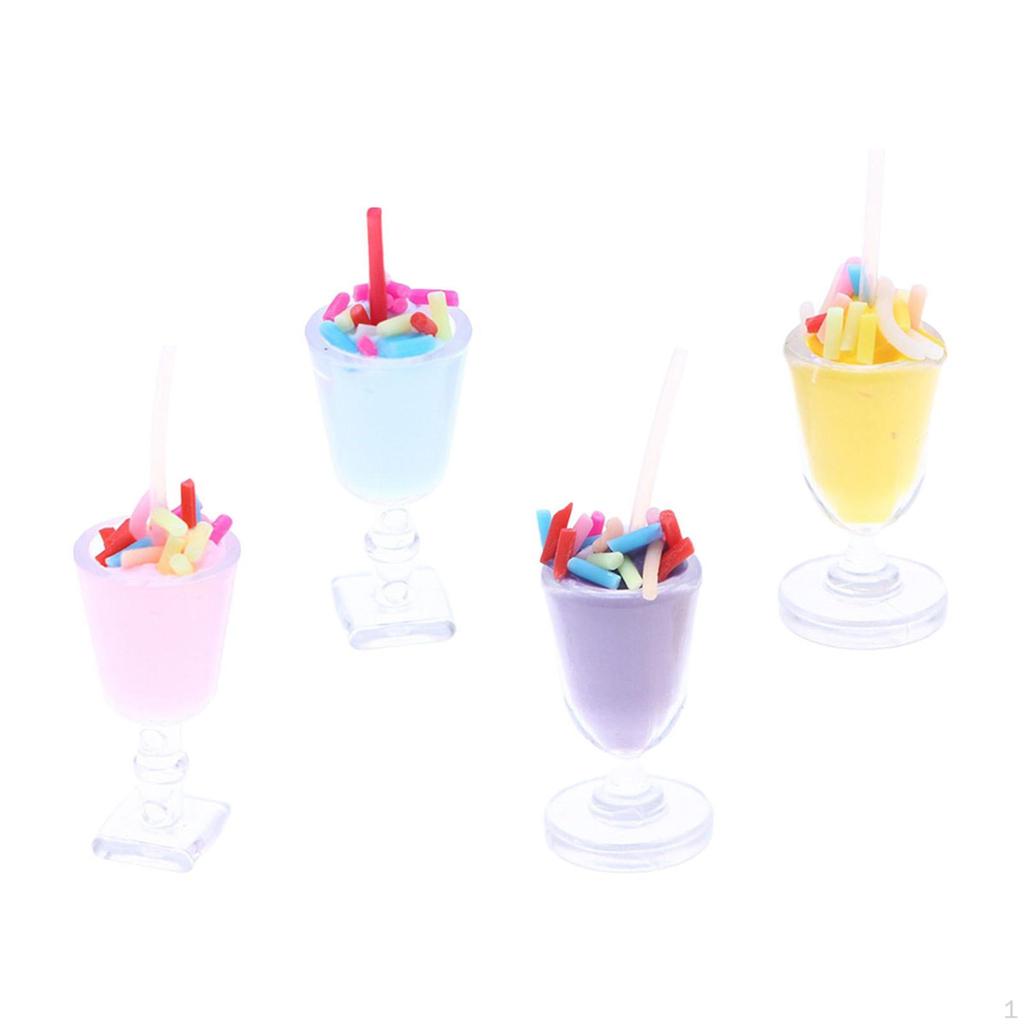 4x 1:12 Sundae Cup Model Dessert Adornment Toy DIY Crafts Charm Pendants for Miniature Scene Layout