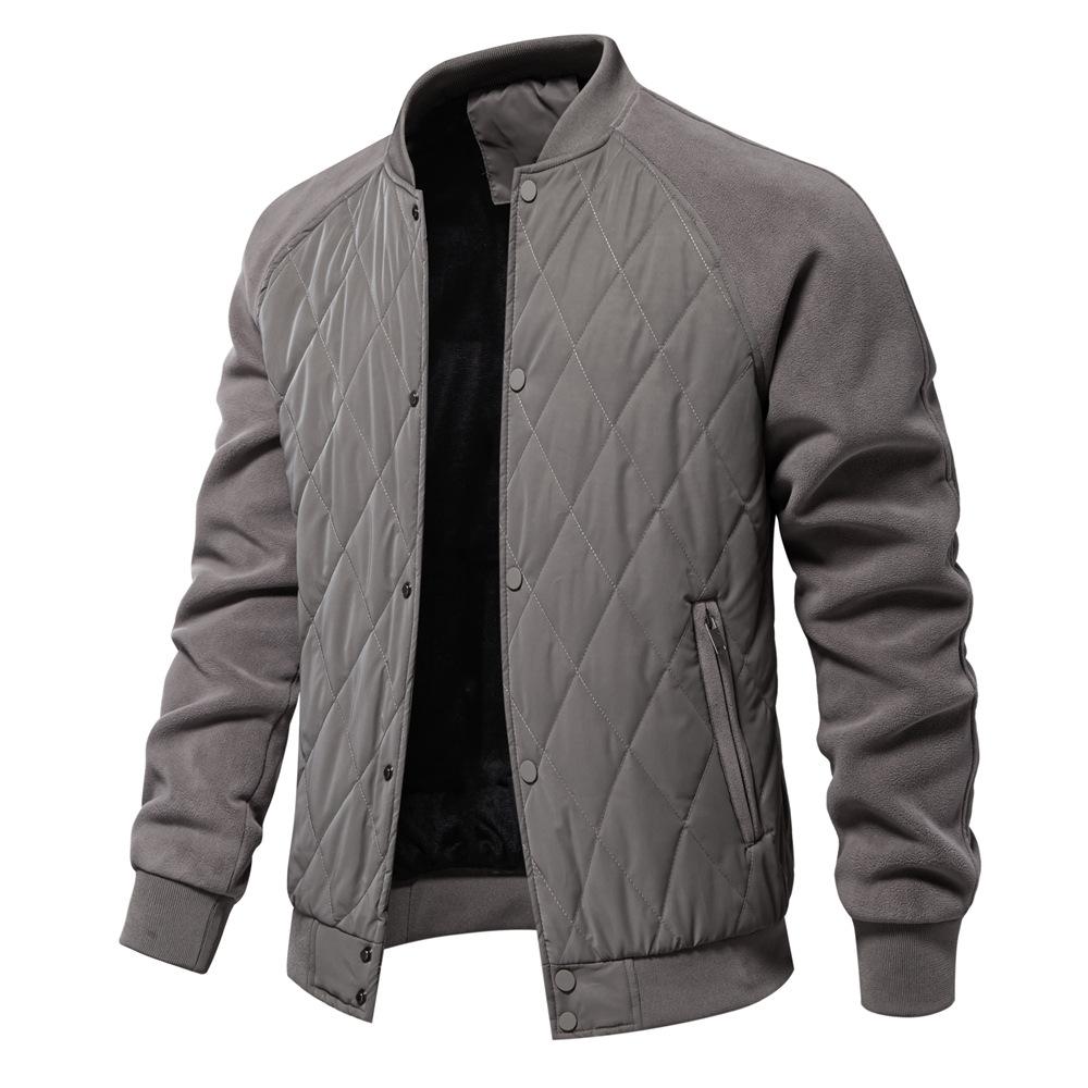 Plus Velvet Quilted Thick Jacket European and American Casual Jacket Raglan Sleeve Men's Jacket Jacket