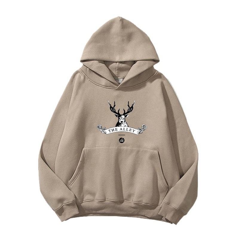 Christams Deer Pattern Print Hoodies Spring Autumn Men Casual Single Layer Sportwear Tops