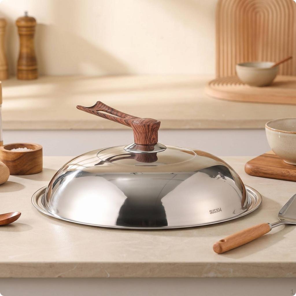 Domed Pot Lid with Viewing Section Transparent Stainless Steel Glass Window Clear Universal Pan