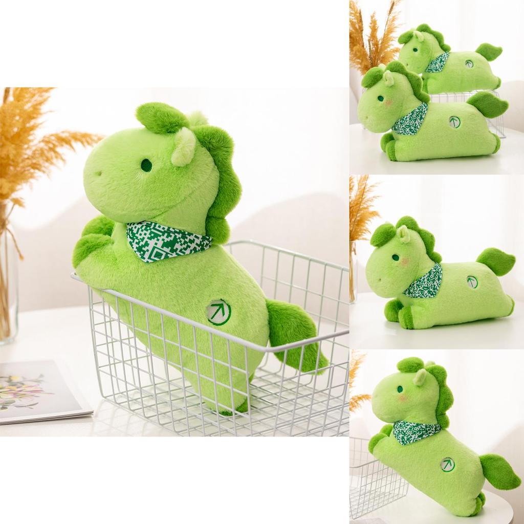 Green Horse Plush Toy With Mosaic Scarf Decor For Kids Bedroom Decor Gift For Children