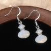 Concise Geometry Synthetic Moonlight Stone Dangle Earrings for Women's Elegant Exquisite Wedding Banquet Jewelry Pendant