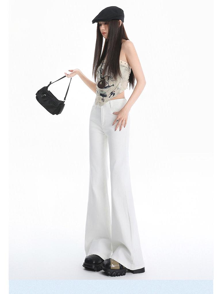 M1 Spicy American Mid-Low Waist Wide Leg Bell Bottom Jeans for Women