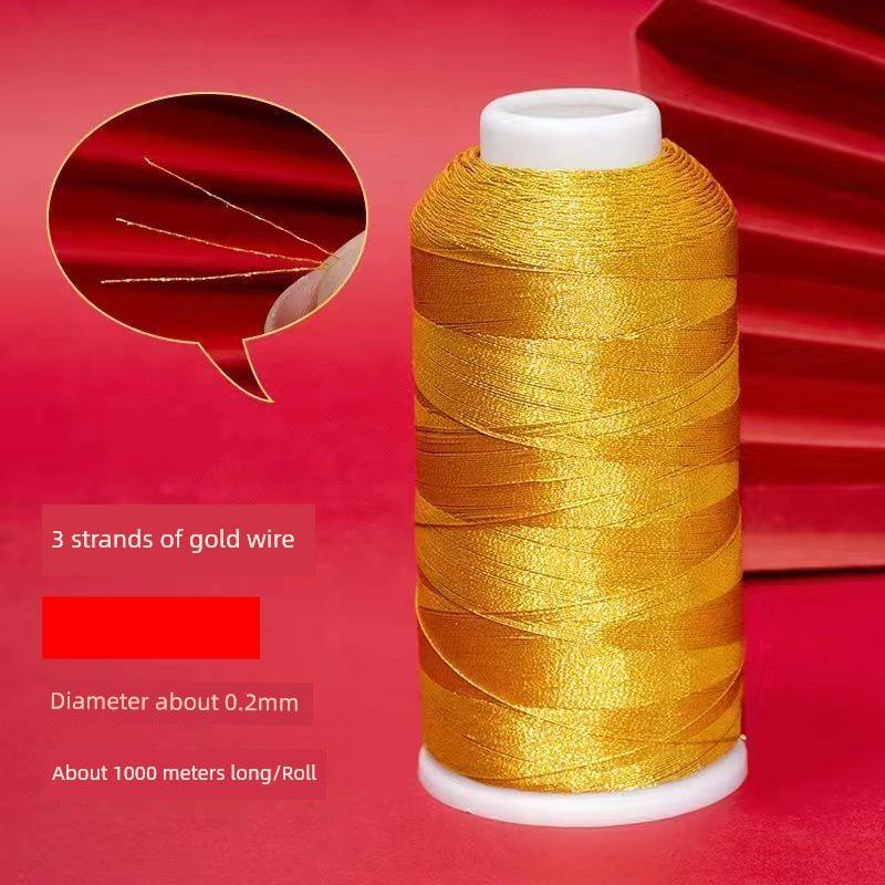 

DIY Hand-Woven Tassel Red Rope Gold Thread 3 strands of gold wire large roll