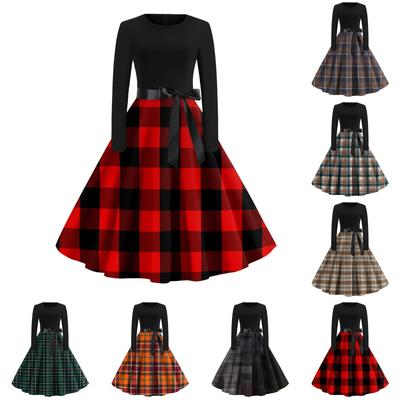 Lässiges und modisches Vintage-Kleid mit Rundhalsausschnitt und Aufdruck für Damen