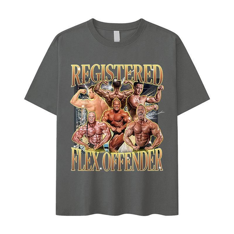 Lustiges Registrierter Flex-Straftäter Meme T-Shirt Unisex Retro Oversized Kurzarm T-Shirt Mode Hohe Qualität Baumwolle T-Shirts Streetwear