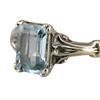 Huajie Classic Square Sea Blue Topaz Women's Ring with Antique Silver Plating
