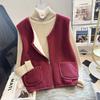 Padded Vest Women Winter Thickened Bottoming Undershirt  Solid Color Warm Sleeveless Vest