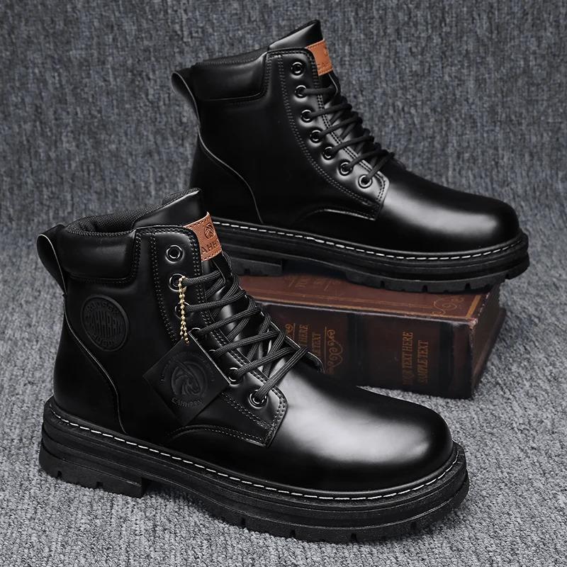 Luxury Brands Riding Boots Walking Shoes for Men Outdoor Boots Men's Ankle Boots Winter New High Top Casual Shoes Classic Design