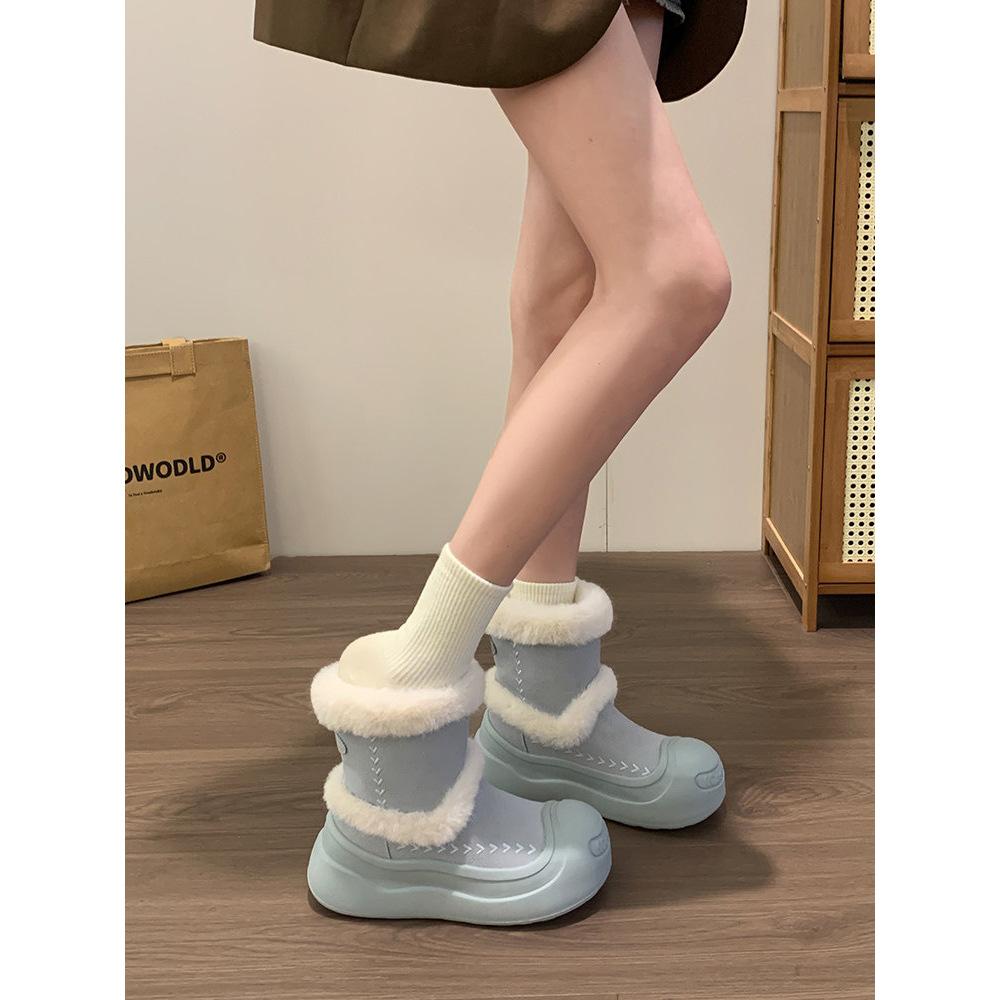 Plush snow boots women's new winter northeast plush thickened warm non-slip thick-soled large cotton shoes