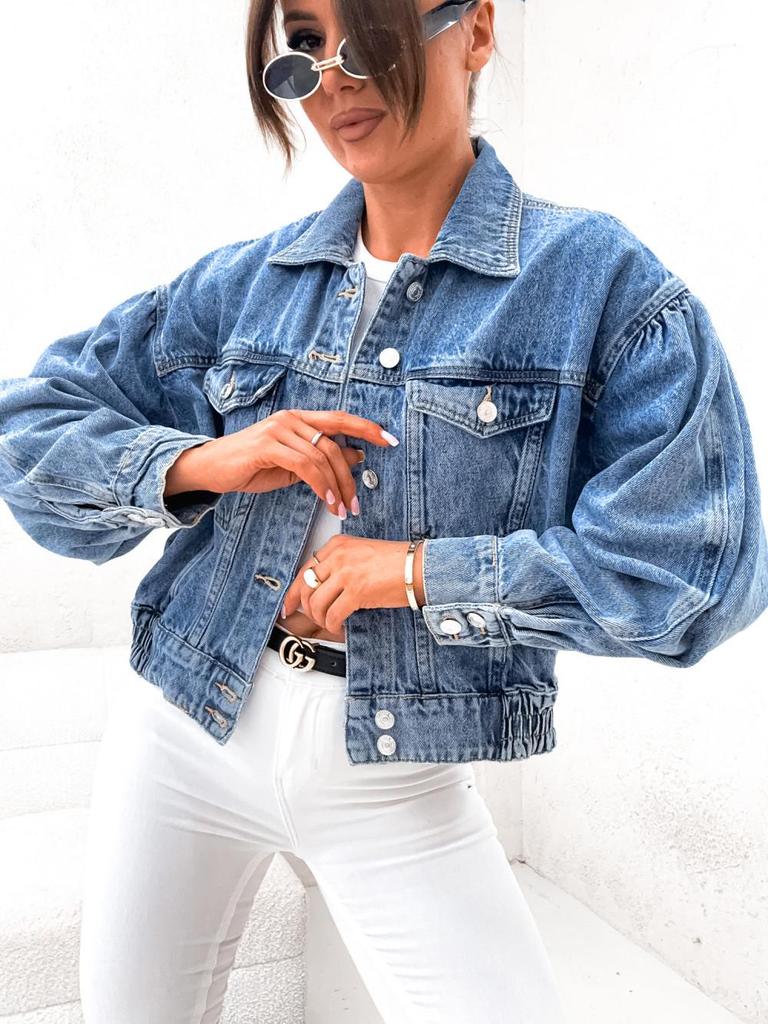 2025 Trendy European & American Washed Women's Denim Short Jacket