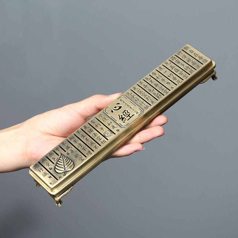 22cm Metal Alloy Prajna Paramita Heart Sutra Incense Burner for Sandalwood OUDH Incense Sticks Holder Home Decor Ornaments