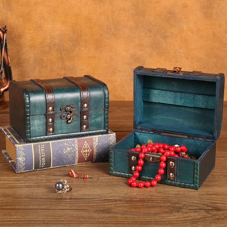 Decorative Treasure Box Vintage Wooden Large Desktop Storage Boxes for Jewelry