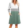 Women's Fashion V-neck Casual Beach Dress Three-quarter Sleeves Striped Print Dress