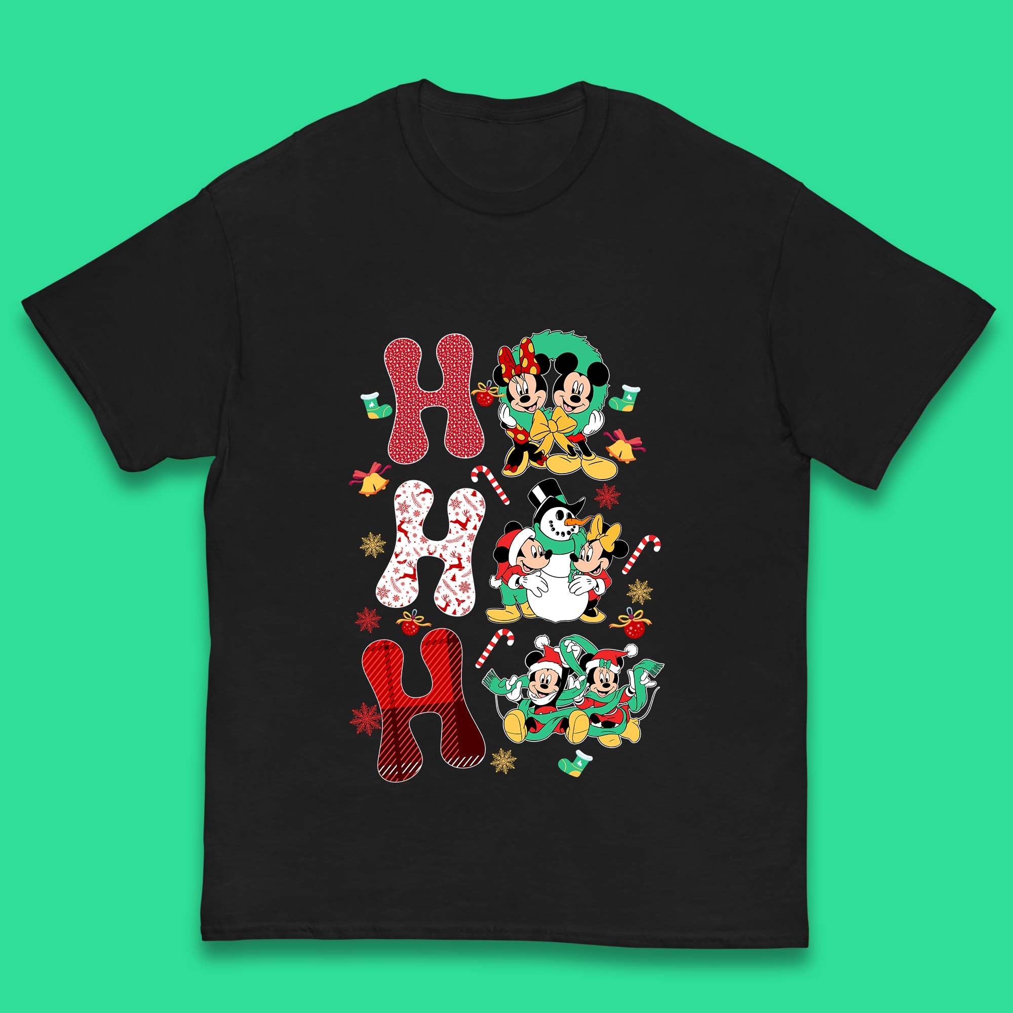 Ho Ho Ho Mickey & Minnie Mouse Christmas Kids T Shirt 130