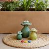 Frosch Gartenstatue 3-teilig Wetterfestes Harz Außen Großer Mund Frosch Hoffiguren für Innen Außen Hof Terrasse Hinterhof