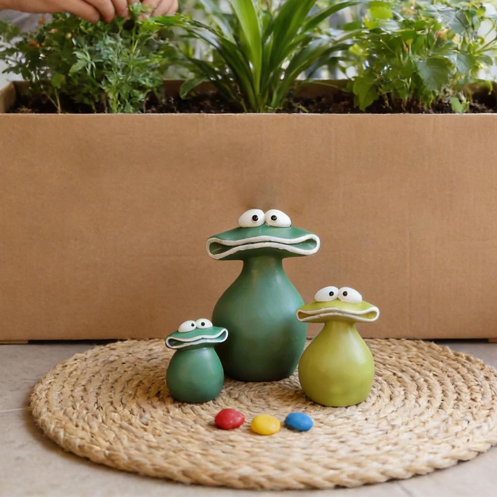 Frosch Gartenstatue 3-teilig Wetterfestes Harz Außen Großer Mund Frosch Hoffiguren für Innen Außen Hof Terrasse Hinterhof